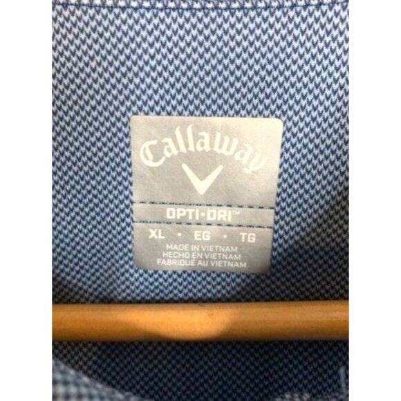 Callaway Mens Opti-Dri XL Polo Shirt Blue Striped Short Sleeve Golf Attire - Picture 2 of 8